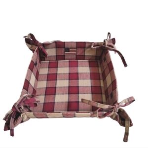 Plaid Bread Basket Liner 8”x 8” Baking Dish Holder American Flag